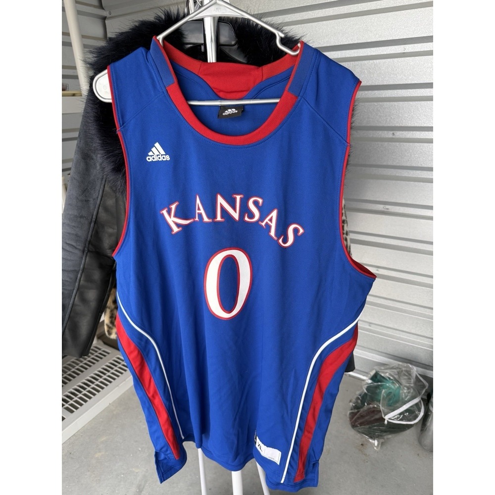 Kansas Jayhawks #0 Basketball Jersey Adidas Player ID Blue Red Size XL KU NCAA